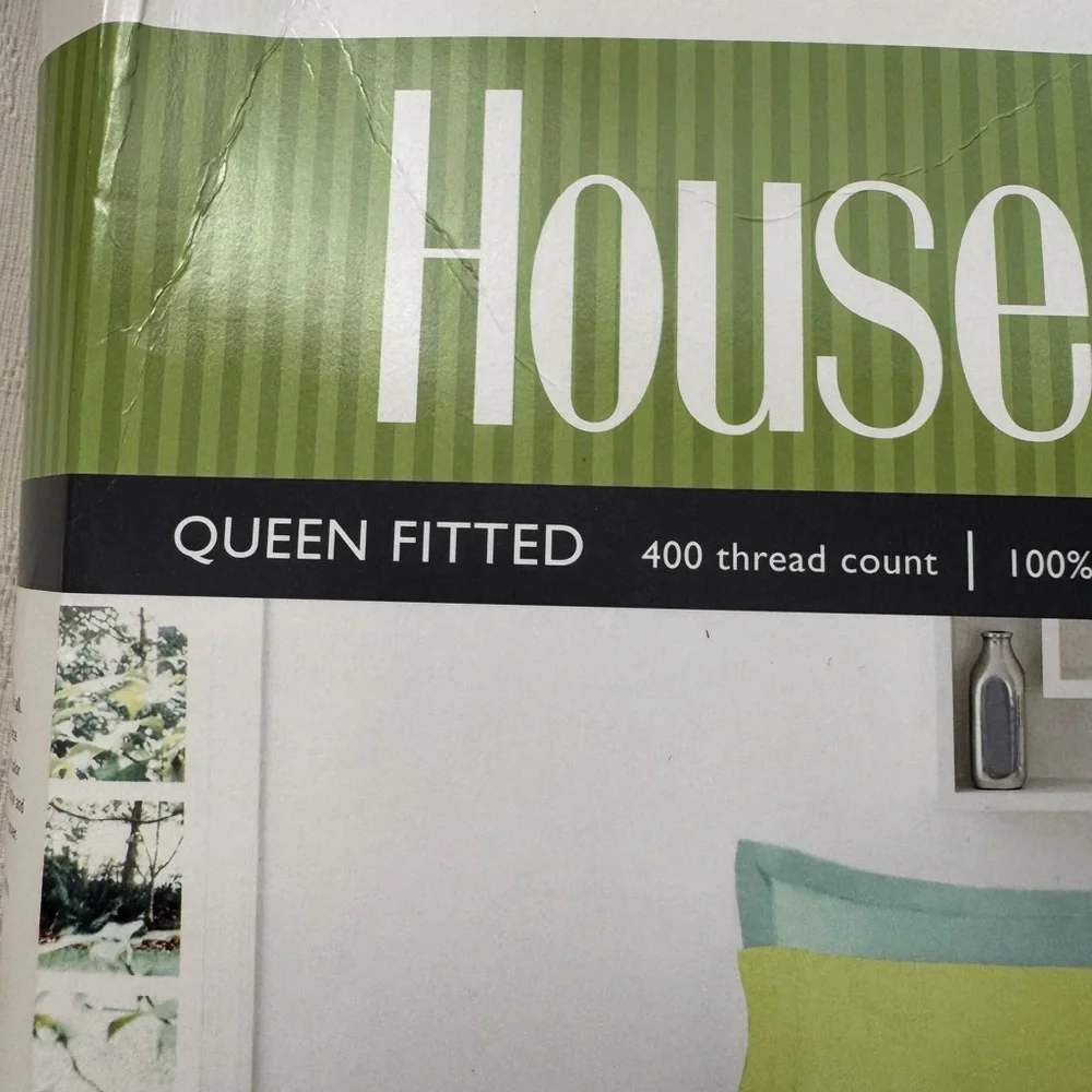 House Beautiful Queen top bed sheet, 100% cotton. Brand new. Sage color